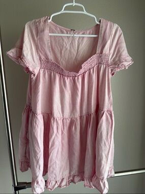 Free People Light Pink Babydoll Oversized Flirty Dress S